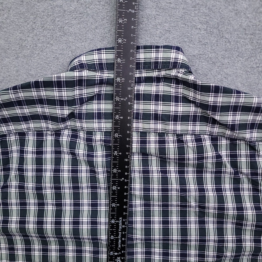 Lacoste Mens M 40 Slim Fit Green Blue Plaid Oxford Button Down Croc Logo - Picture 9 of 11